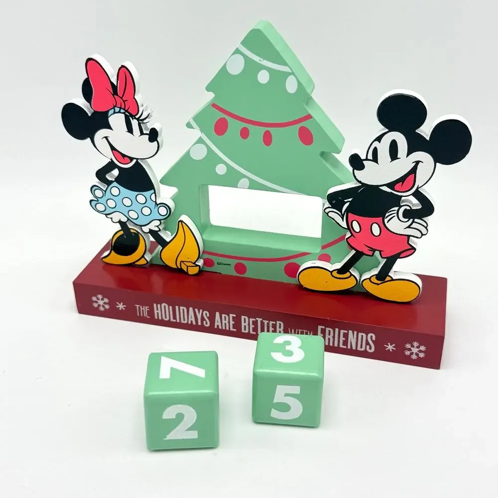 Disney Mickey Minnie Perpetual Advent Calendar Wood Blocks Christmas Countdown